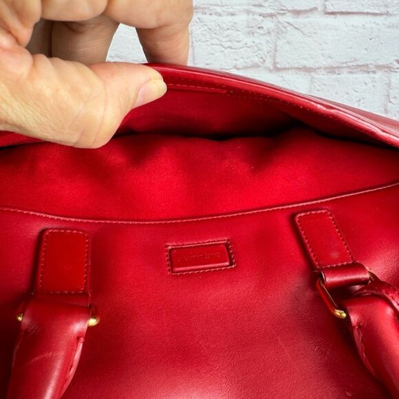Saint Laurent Red Leather Medium Duffle Bag - Picture 9 of 13